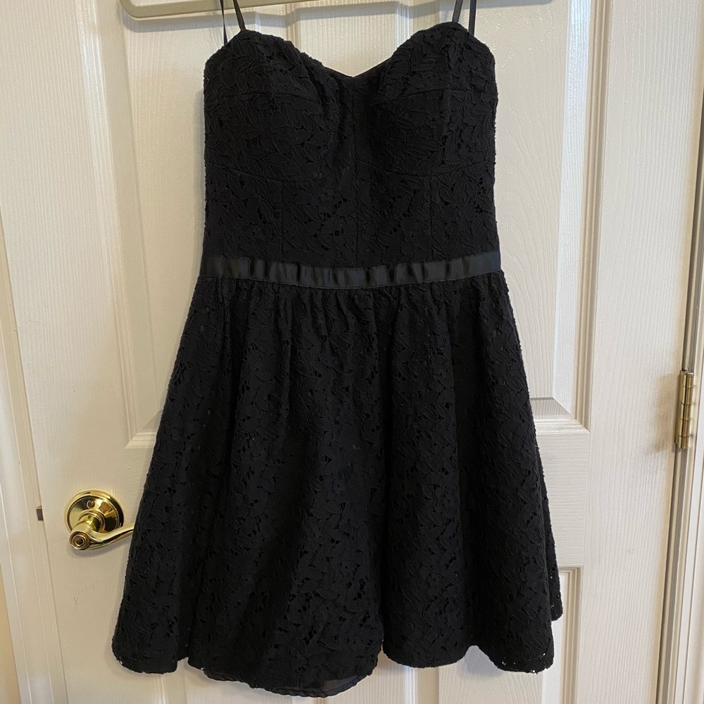 Black Lace Strapless Dress